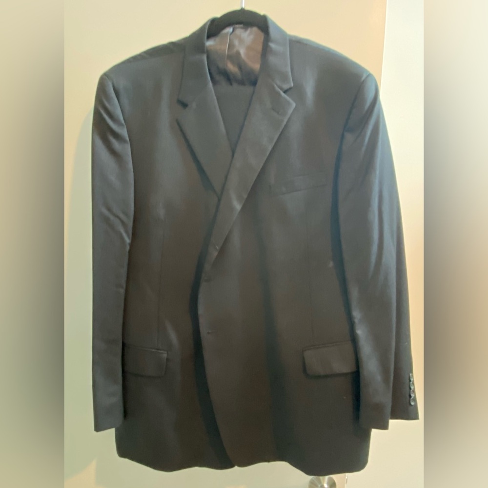 Men's Black Wool Suit Size 52R
